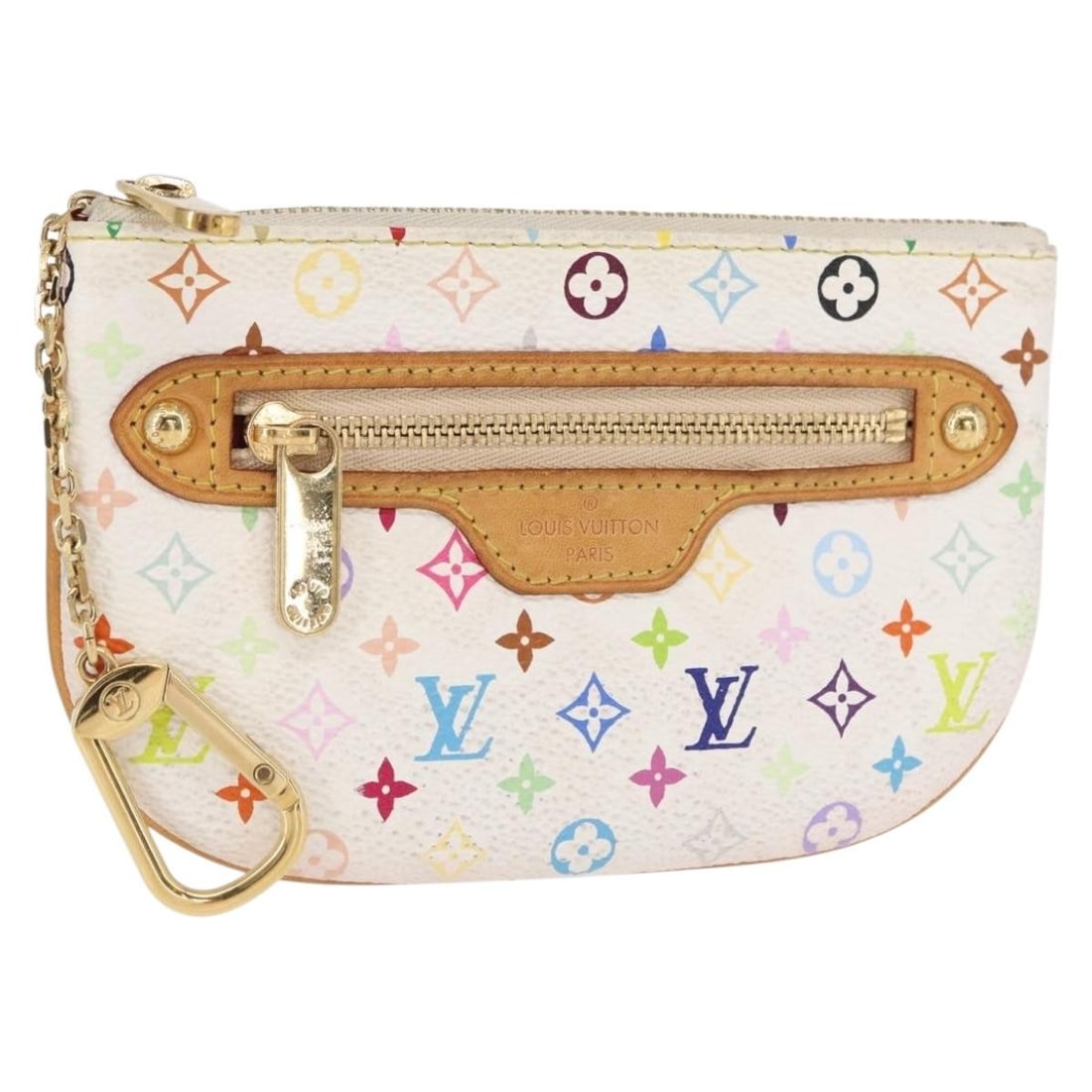 White Multicolor Monogram Louis Vuitton Pochette MM Canvas Pouch M60028: White Multicolor Monogram Louis Vuitton Pochette MM Canvas Pouch M60028 This Louis Vuitton Monogram Multicolor Pochette MM pouch in white features the iconic Monogram Multicolor canvas exterior. The p