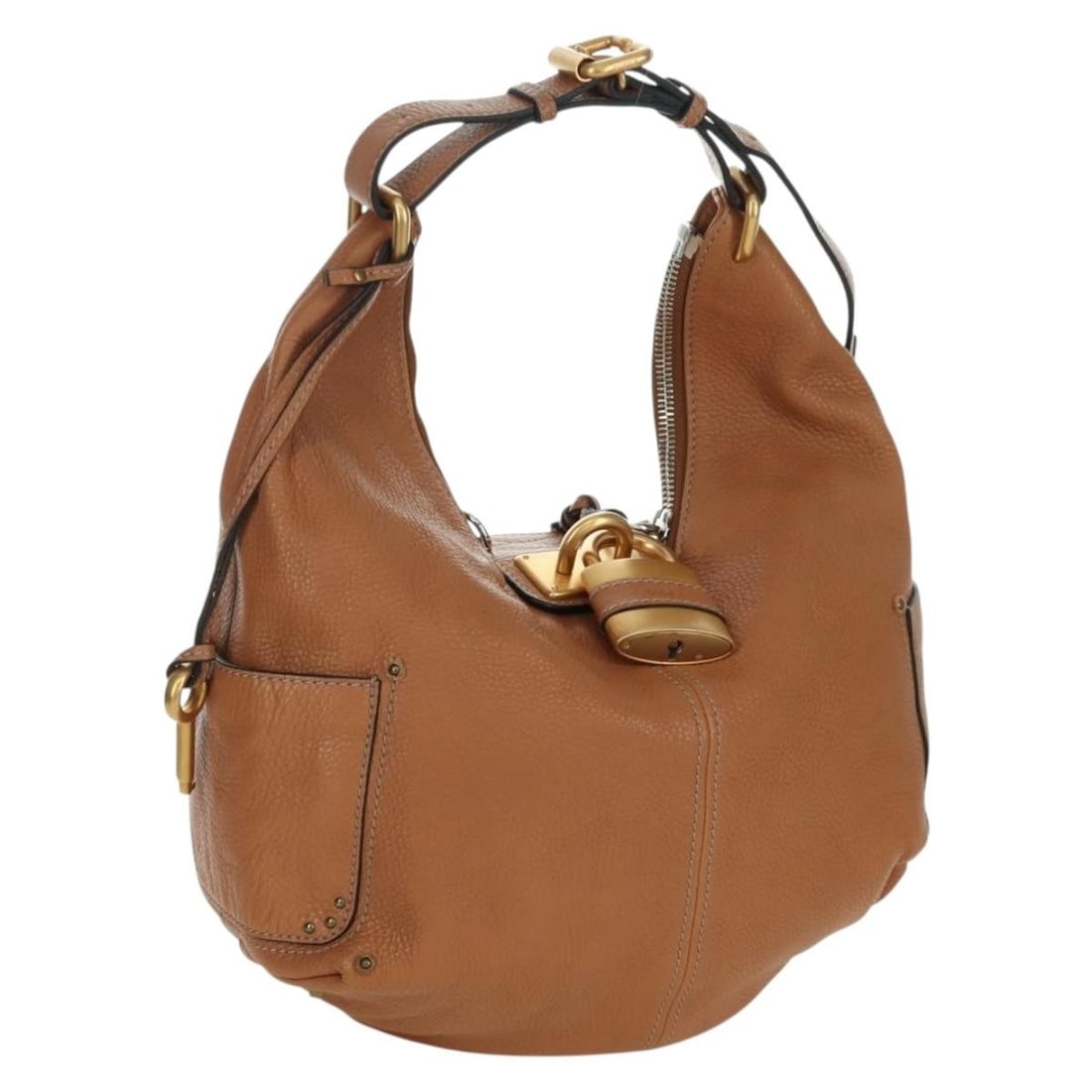 Chloe Paddington Brown Leather Two Way Shoulder Bag with Dust Bag: Chloe Paddington Brown Leather Two Way Shoulder Bag with Dust Bag This Chloe Paddington shoulder bag features a two-way design crafted from brown leather with gold and silver accents. The bag offers a