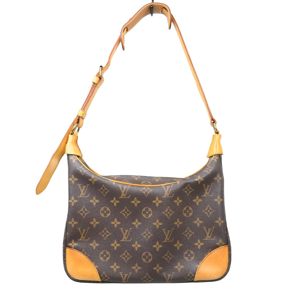 Louis Vuitton Boulogne 30 Monogram Shoulder Bag: Louis Vuitton Boulogne 30 Monogram Shoulder Bag This Louis Vuitton Monogram Boulogne 30 shoulder bag features the iconic monogram pattern on brown leather with beige leather handles and strap. The med