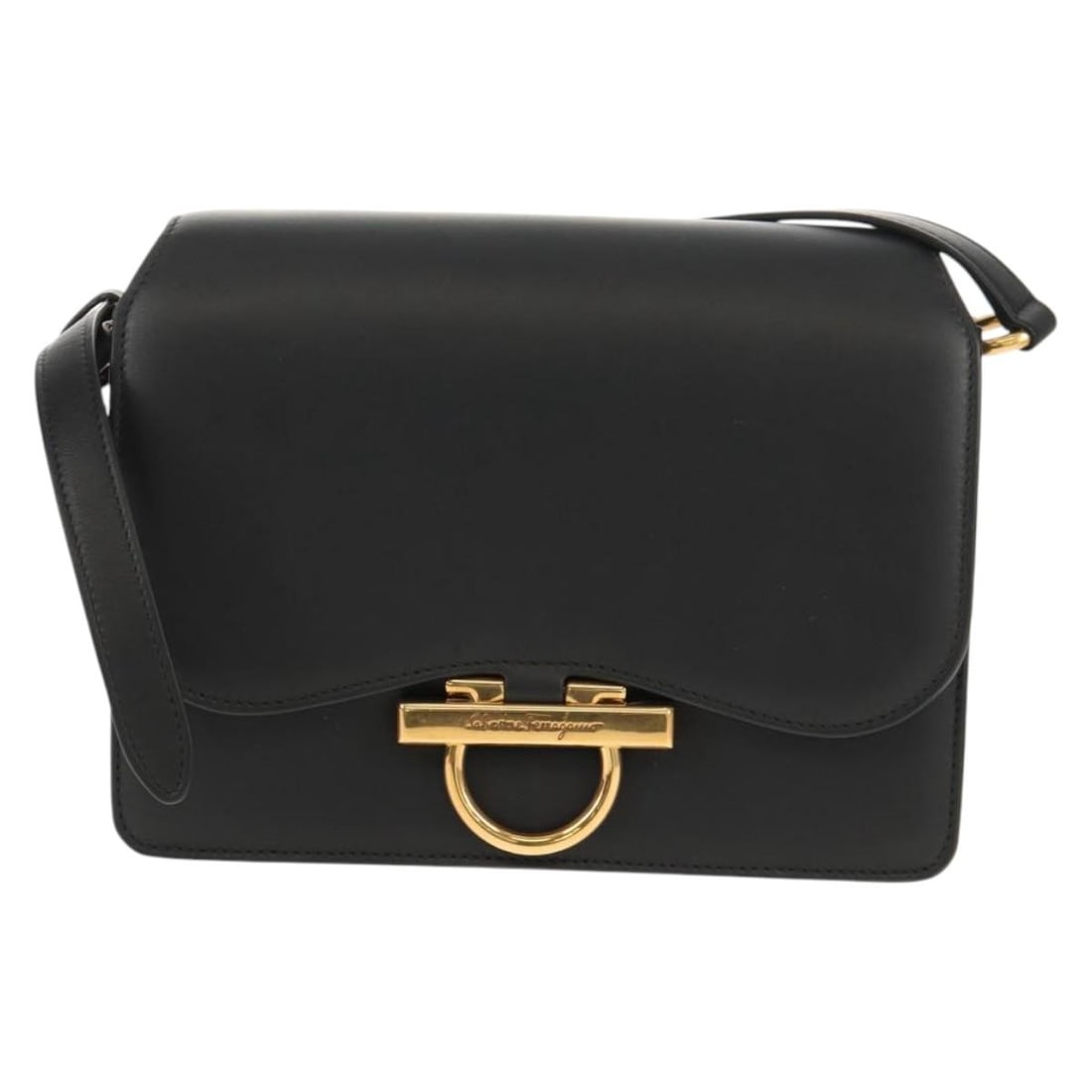 Ferragamo Joanne Black Leather Shoulder Bag from Italy: Ferragamo Joanne Black Leather Shoulder Bag from Italy This Salvatore Ferragamo Joanne shoulder bag is crafted from black leather and designed for women. The bag features a structured silhouette with 