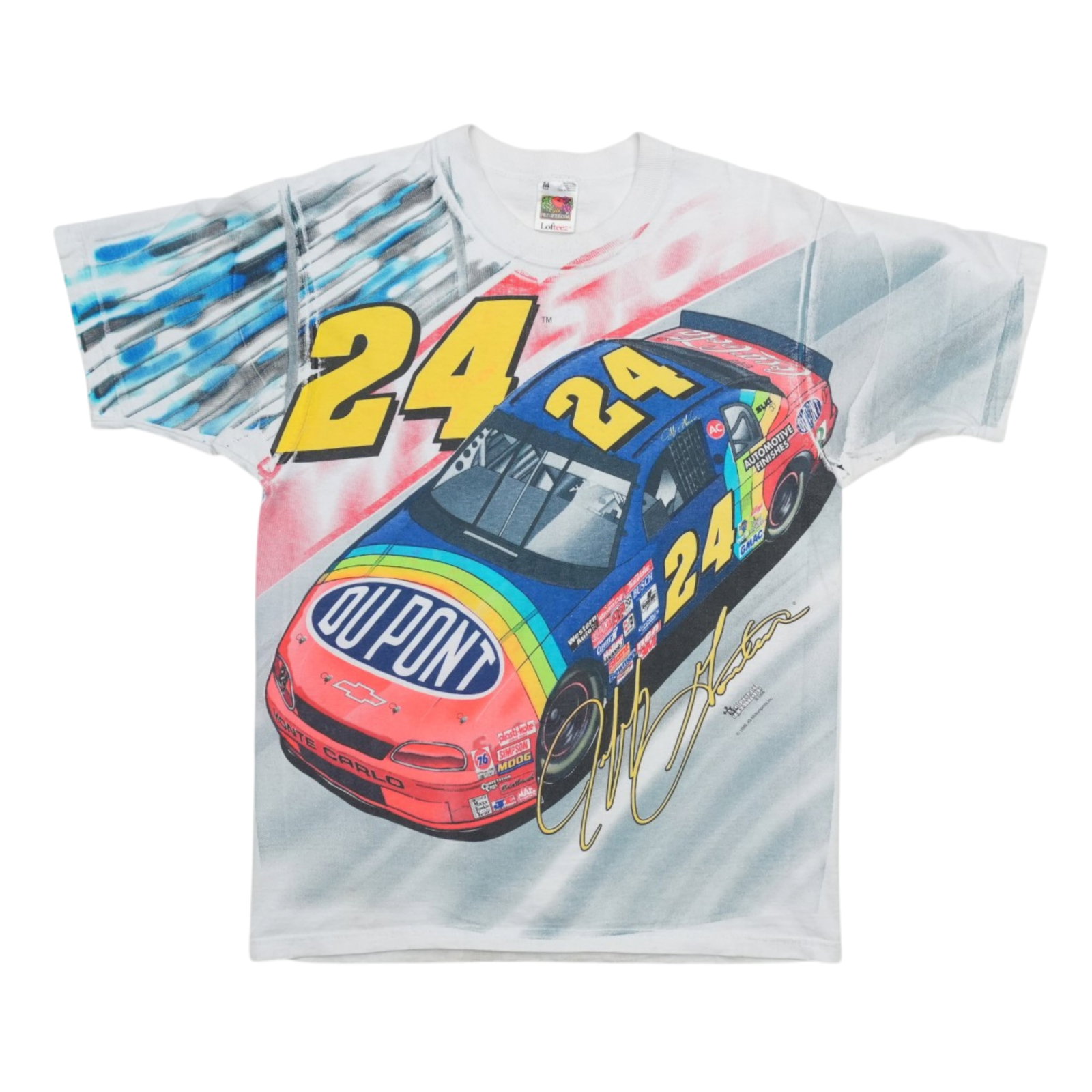 Vintage 1990s Tie Dye Jeff Gordon DuPont Graphic Racing Shirt (1 of 3)