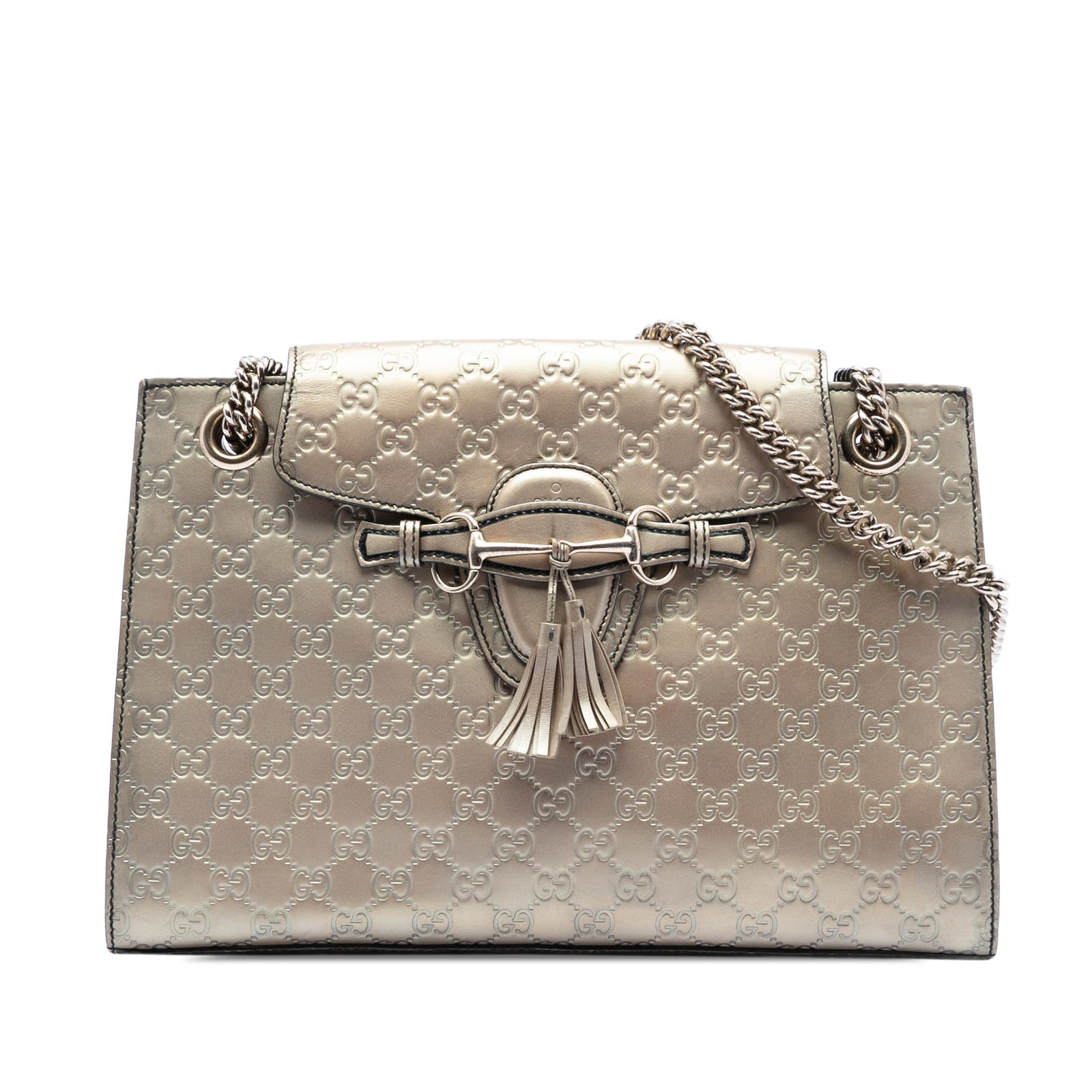 Gucci Emily Shoulder Bag in Large Guccissima Embossed Leather Gold (1 of 7)