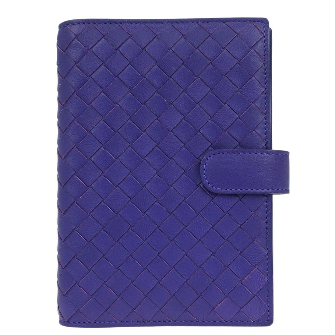Blue Leather Intrecciato Notebook Cover by Bottega Veneta EPEV 2009: Blue Leather Intrecciato Notebook Cover by Bottega Veneta EPEV 2009 This Bottega Veneta notebook cover is crafted from blue lambskin leather in the signature Intrecciato weave. Made in Italy, it featu