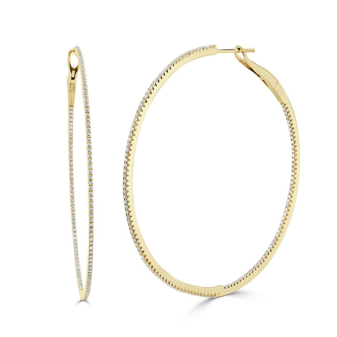 Sabrina Designs 14K Yellow Gold Diamond Hoop Earrings 0.68 CTW: Sabrina Designs 14K Yellow Gold Diamond Hoop Earrings 0.68 CTW Enhance your elegance with these stunning Diamond Skinny Hoop Earrings, crafted in luxurious 14K Yellow Gold. Featuring a total diamond w