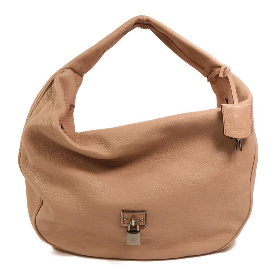 Loewe Calle Lock Pink Calfskin Hobo Shoulder Bag with Silver Hardware: Loewe Calle Lock Pink Calfskin Hobo Shoulder Bag with Silver Hardware This LOEWE Calle Lock Hobo shoulder bag features premium pink calfskin leather and a secure lock closure. Designed for women, it s