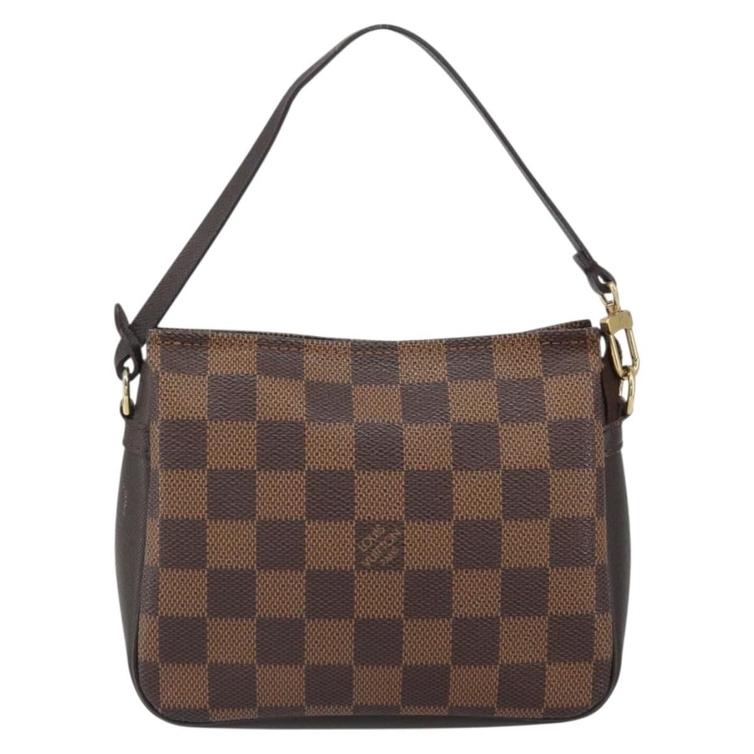 Louis Vuitton Damier Canvas Trousse Makeup Bag Brown: Louis Vuitton Damier Canvas Trousse Makeup Bag Brown Louis Vuitton Trousse Make Up Bag in Damier canvas designed for women. The bag features a brown canvas exterior with metal fittings and a compact s