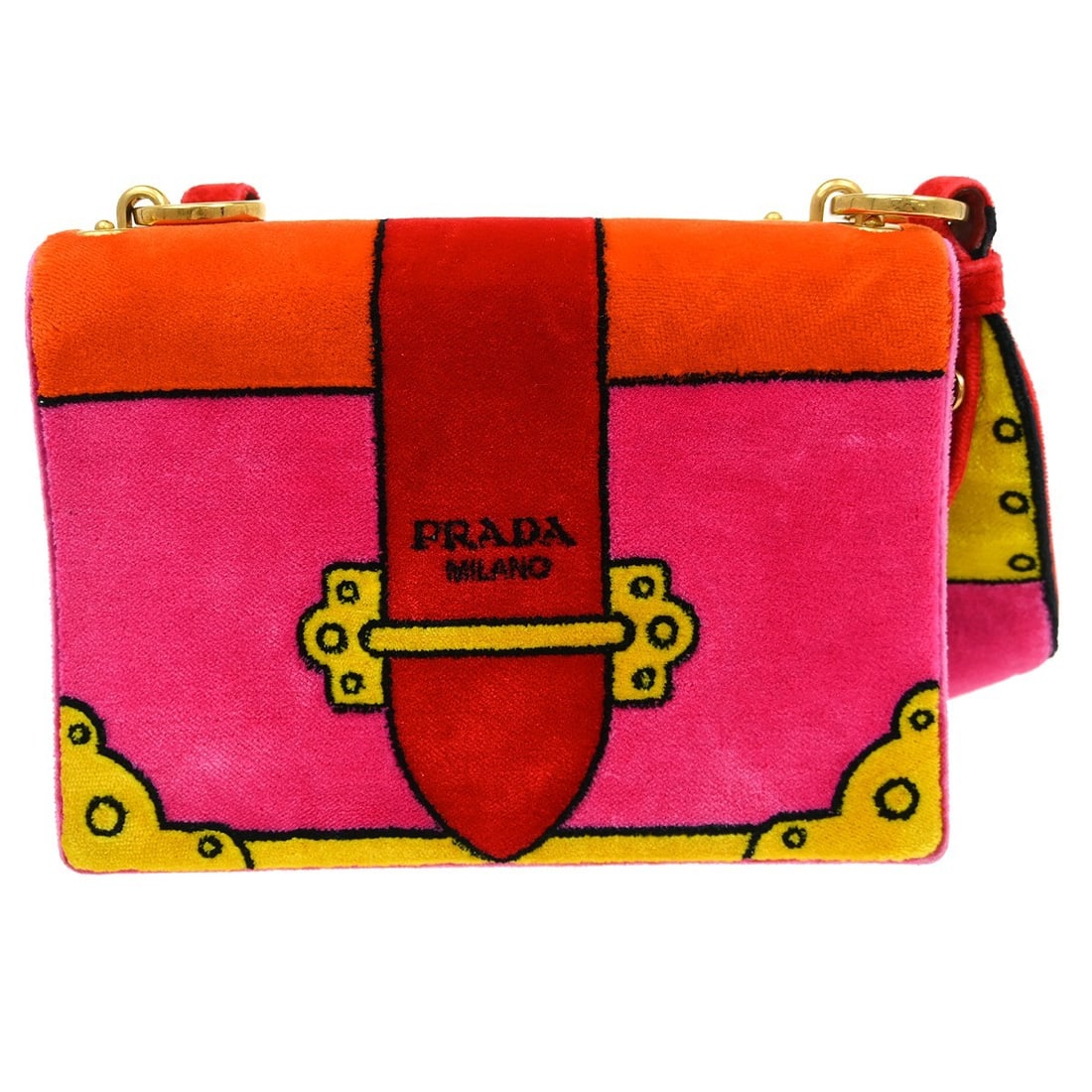PRADA Pink Velvet Medium Shoulder Bag: PRADA Pink Velvet Medium Shoulder Bag This Prada shoulder bag features a luxurious pink velvet exterior, offering a stylish and elegant accessory for any occasion. Designed for women, the bag is mediu