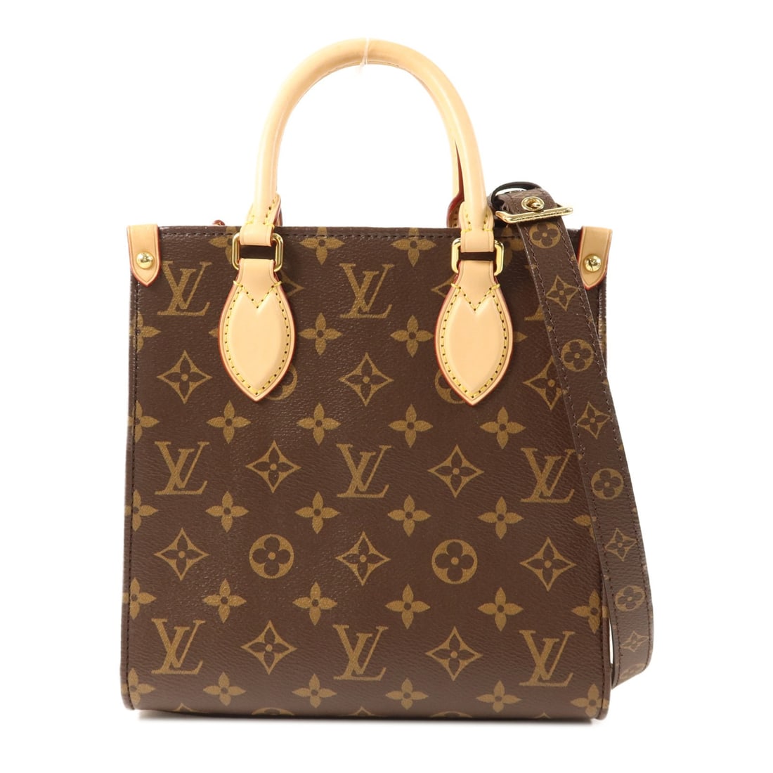 Louis Vuitton Sac Plat BB Brown Monogram 2way Shoulder Bag with Gold Hardware: Louis Vuitton Sac Plat BB Brown Monogram 2way Shoulder Bag with Gold Hardware This Louis Vuitton Sac Plat BB is a versatile two-way shoulder bag crafted from brown PVC coated canvas featuring the bran