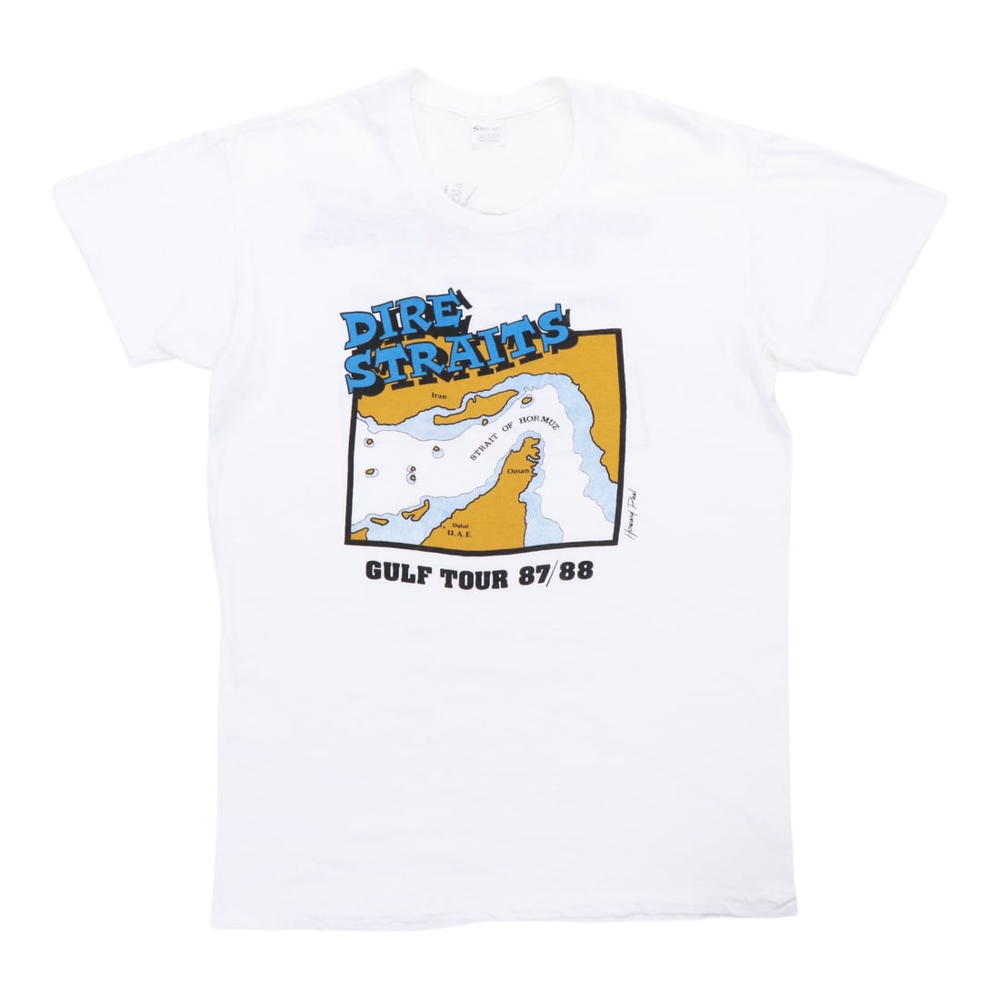 Vintage 1987 Dire Straits Concert T-Shirt White Cotton XL (1 of 5)