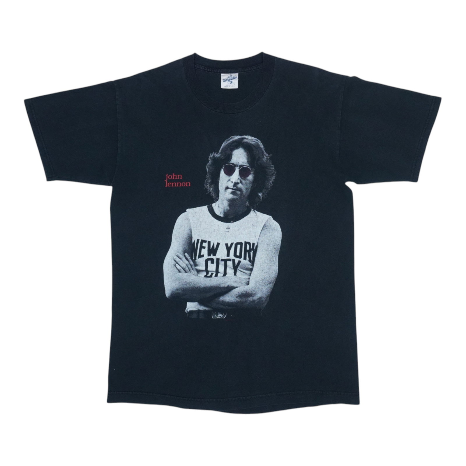 Vintage 1996 John Lennon New York City Graphic Black Cotton Shirt: Vintage 1996 John Lennon New York City Graphic Black Cotton Shirt This is an original vintage 1996 John Lennon New York City shirt, featuring graphics on both the front and back. Crafted from 100% cot