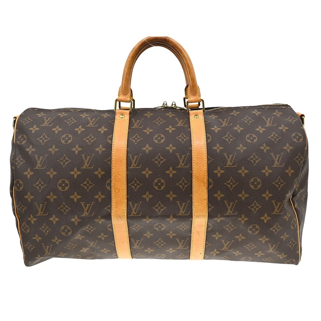 Louis Vuitton Keepall Bandouliere 50 Monogram Canvas Large Travel Bag: Louis Vuitton Keepall Bandouliere 50 Monogram Canvas Large Travel Bag This Louis Vuitton Keepall Bandouliere 50 is a large vintage handbag crafted from the signature Monogram canvas with beige leather