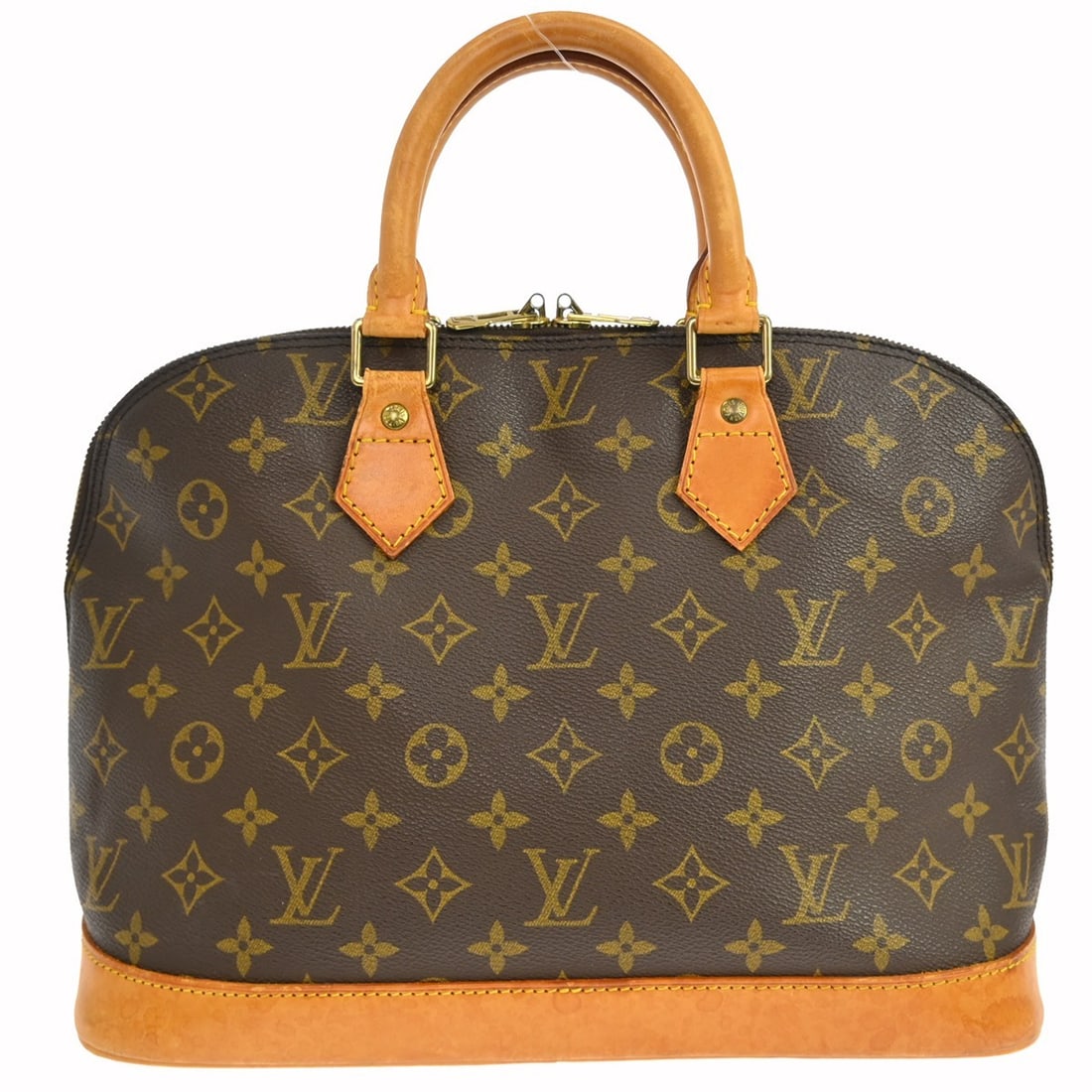 Louis Vuitton Alma Monogram Canvas Medium Brown Handbag M51130: Louis Vuitton Alma Monogram Canvas Medium Brown Handbag M51130 This Louis Vuitton Alma handbag features the iconic Monogram canvas with beige double handles and a zip closure. Designed for casual occa