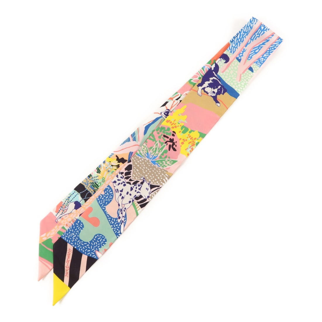 Silk En Liberte Twilly Scarf by Hermes Multicolor France: Silk En Liberte Twilly Scarf by Hermes Multicolor France This Hermes En Liberte Twilly scarf is crafted from silk in a vibrant multicolor design. Made for women, it features a regular size and is prod