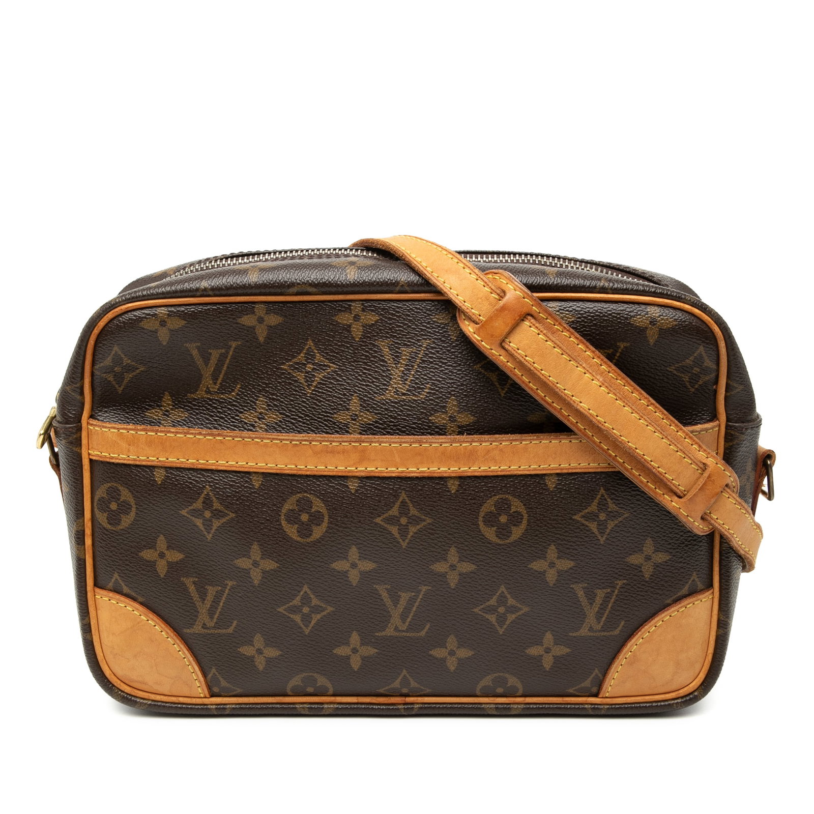 Louis Vuitton Trocadero 27 Shoulder Bag Monogram Canvas with Vachetta Leather Trim: Louis Vuitton Trocadero 27 Shoulder Bag Monogram Canvas with Vachetta Leather Trim The Louis Vuitton Monogram Trocadero 27 is crafted with iconic monogram canvas and vachetta leather trim. It features