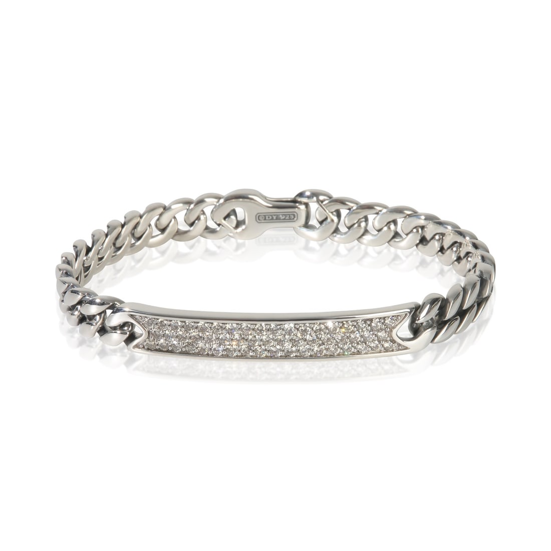 Men's ID Bracelet with Diamonds in Sterling Silver by David Yurman: Men's ID Bracelet with Diamonds in Sterling Silver by David Yurman This David Yurman ID bracelet for men is crafted from sterling silver and features round brilliant-cut white diamonds with a total ca