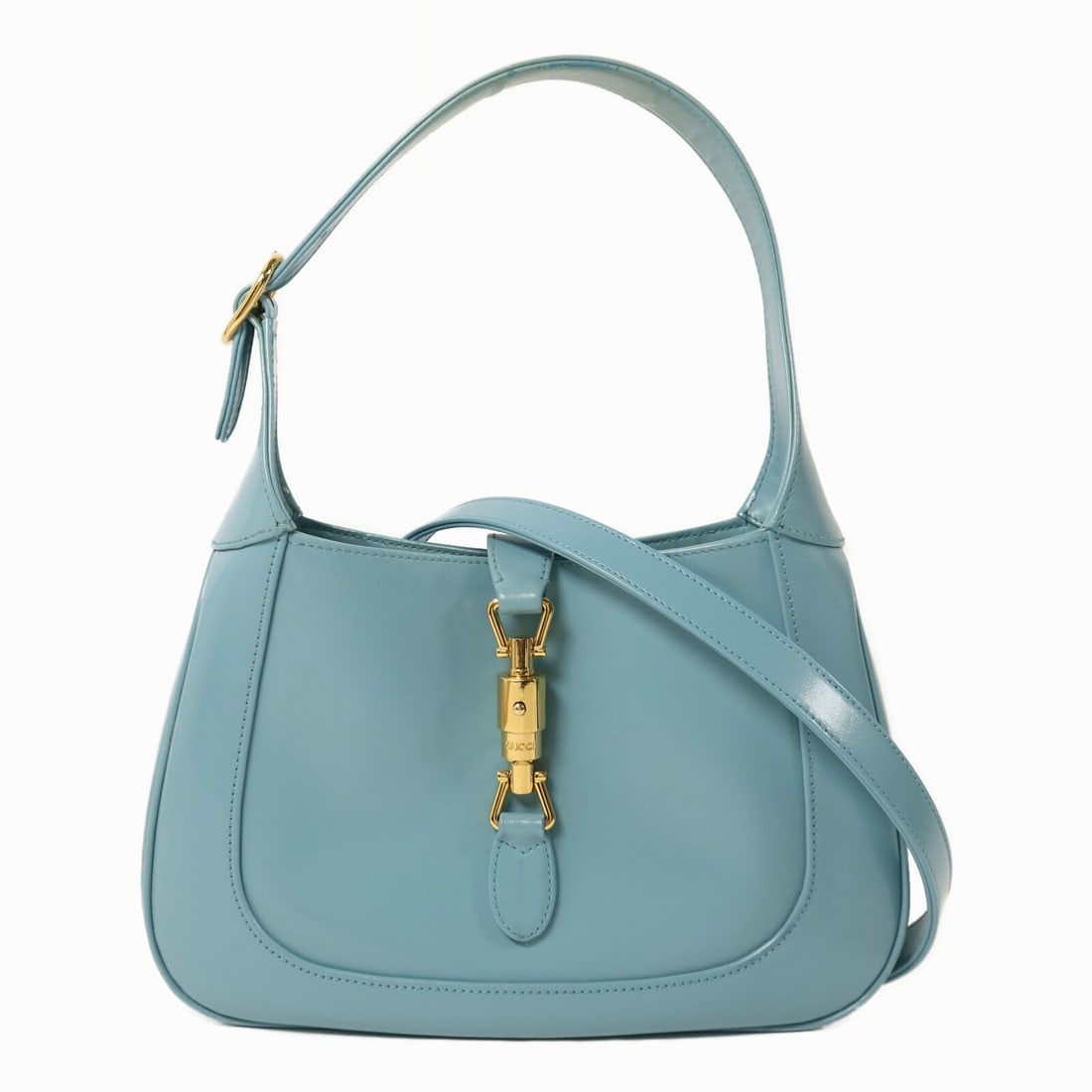 Gucci Jackie 1961 calfskin shoulder bag light blue: Gucci Jackie 1961 calfskin shoulder bag light blue This Gucci Jackie 1961 shoulder bag is crafted from light blue calfskin leather and features a sleek, classic silhouette. Designed for women, it offe