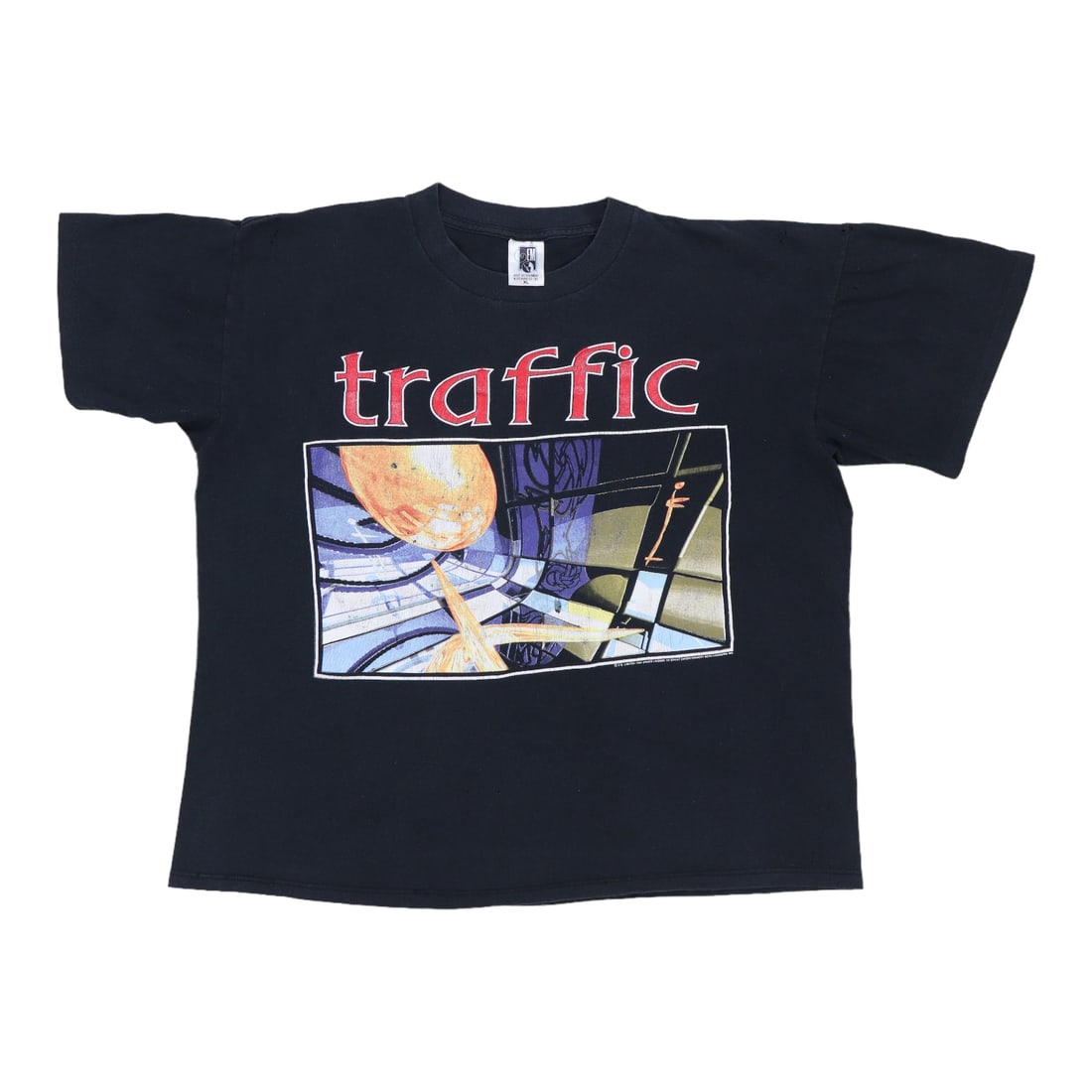 Vintage 1994 Traffic Far From Home Tour Black Cotton T-Shirt XL: Vintage 1994 Traffic Far From Home Tour Black Cotton T-Shirt XL This is an original vintage 1994 Traffic Far From Home Tour shirt, featuring front and back graphics. The shirt is made from 100% cotton
