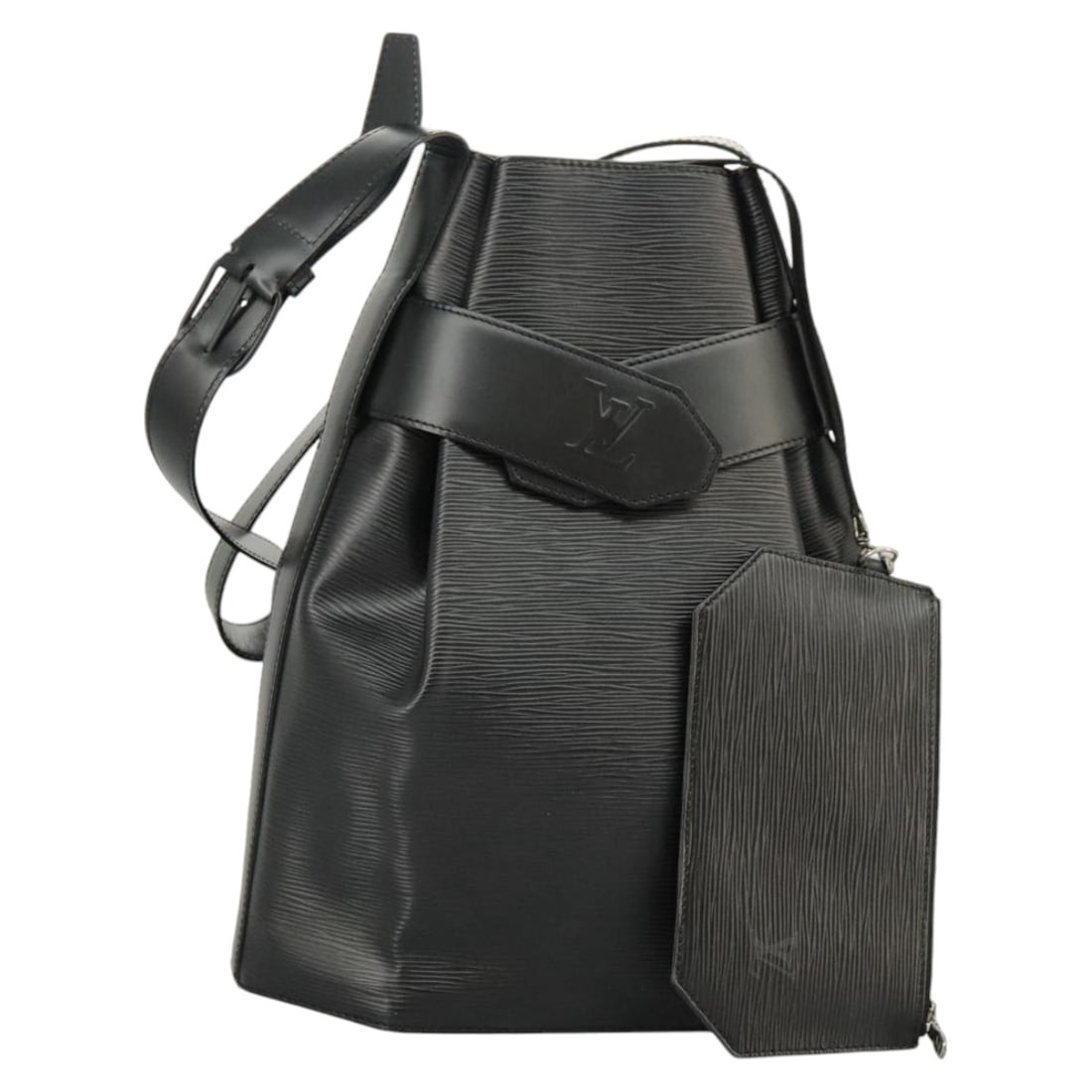 Black Epi Leather Sac d'Epaule Shoulder Bag by Louis Vuitton: Black Epi Leather Sac d'Epaule Shoulder Bag by Louis Vuitton This Louis Vuitton Vintage Sac d'Epaule handbag is crafted from black Epi leather and designed for unisex use. The bag features a spacious 