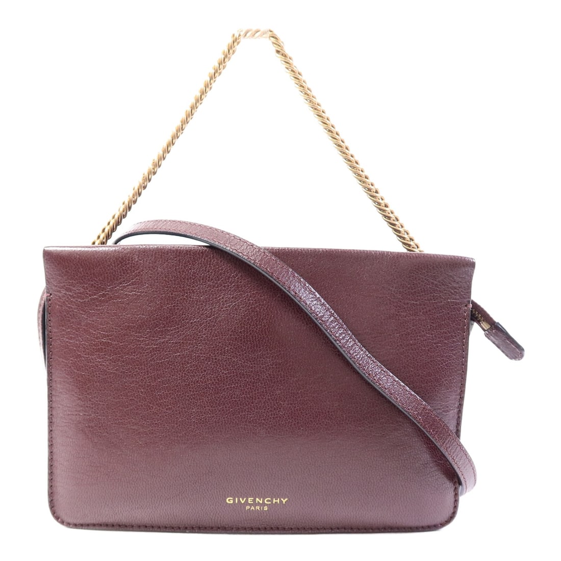 Givenchy GHW Calfskin Red 2 Way Shoulder Bag: Givenchy GHW Calfskin Red 2 Way Shoulder Bag This Givenchy 2-way shoulder bag is crafted from red calfskin leather and features gold-tone chain hardware. Designed for versatility, it can be worn as a 