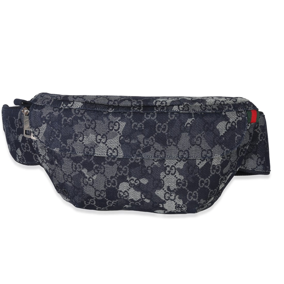 Gucci Denim Blue GG Floral Print Unisex Belt Bag with Dustbag: Gucci Denim Blue GG Floral Print Unisex Belt Bag with Dustbag This Gucci belt bag features a navy GG floral canvas exterior with a zip-around closure and silver-tone hardware. It offers a versatile un