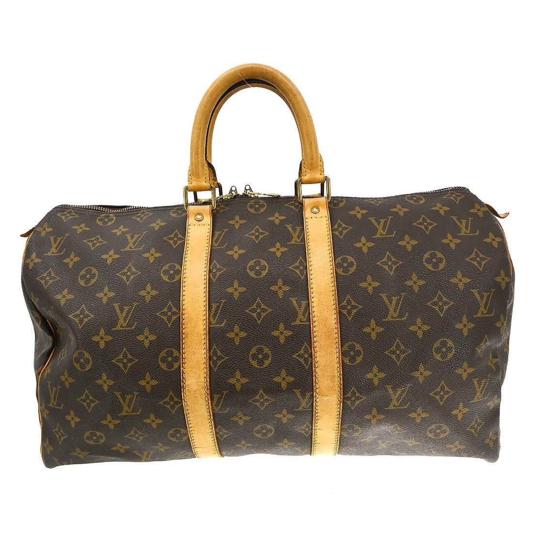 Louis Vuitton Keepall Monogram Canvas Unisex Travel Bag 45cm: Louis Vuitton Keepall Monogram Canvas Unisex Travel Bag 45cm The Louis Vuitton Keepall Bag in Monogram Canvas is a unisex travel bag featuring the iconic brown monogram canvas. This bag shows signs of