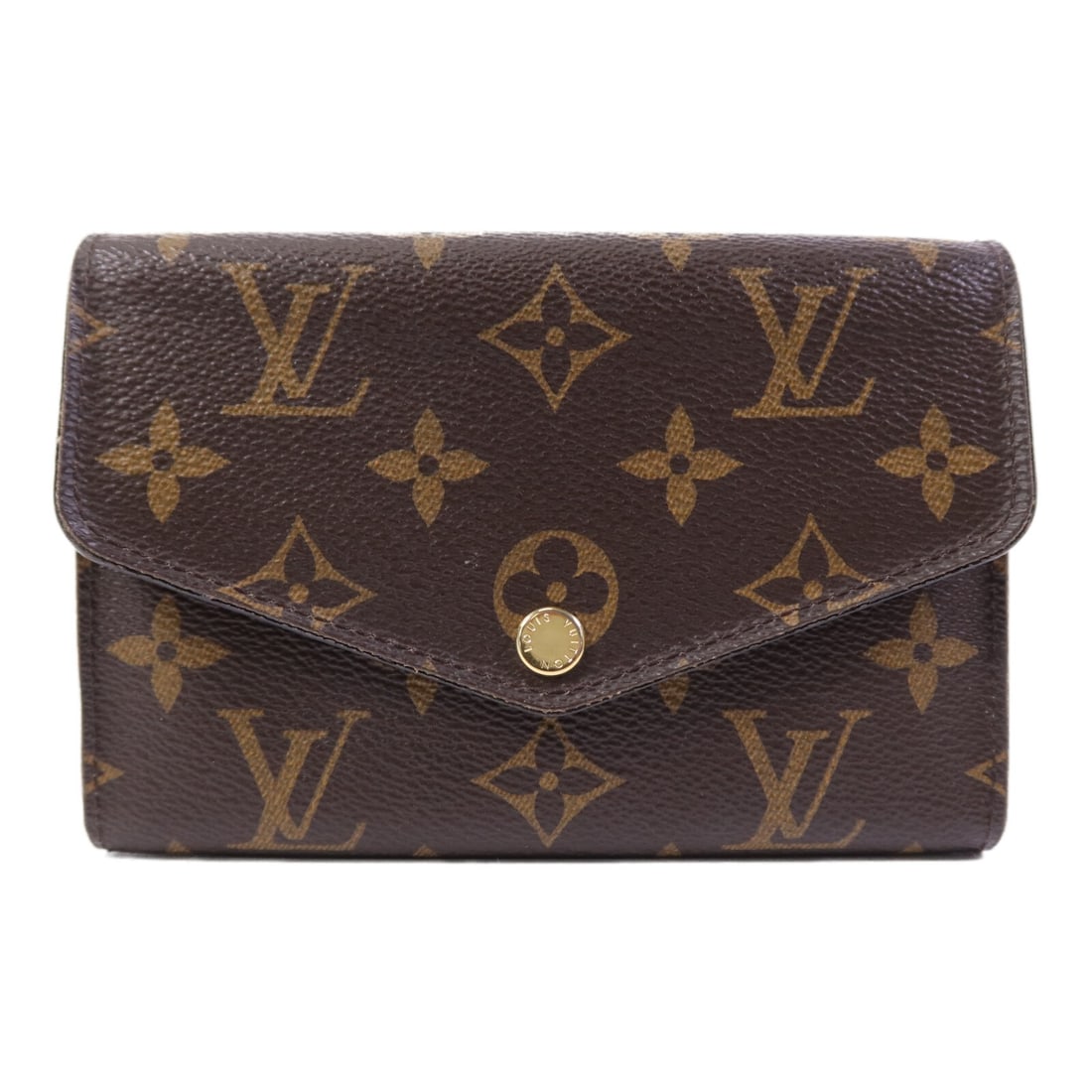 LOUIS VUITTON Sarah Compact Wallet Monogram Brown PVC Canvas: LOUIS VUITTON Sarah Compact Wallet Monogram Brown PVC Canvas Elevate your accessory collection with this LOUIS VUITTON LV Sarah Compact Wallet. This stylish bi-fold wallet is crafted from durable PVC 