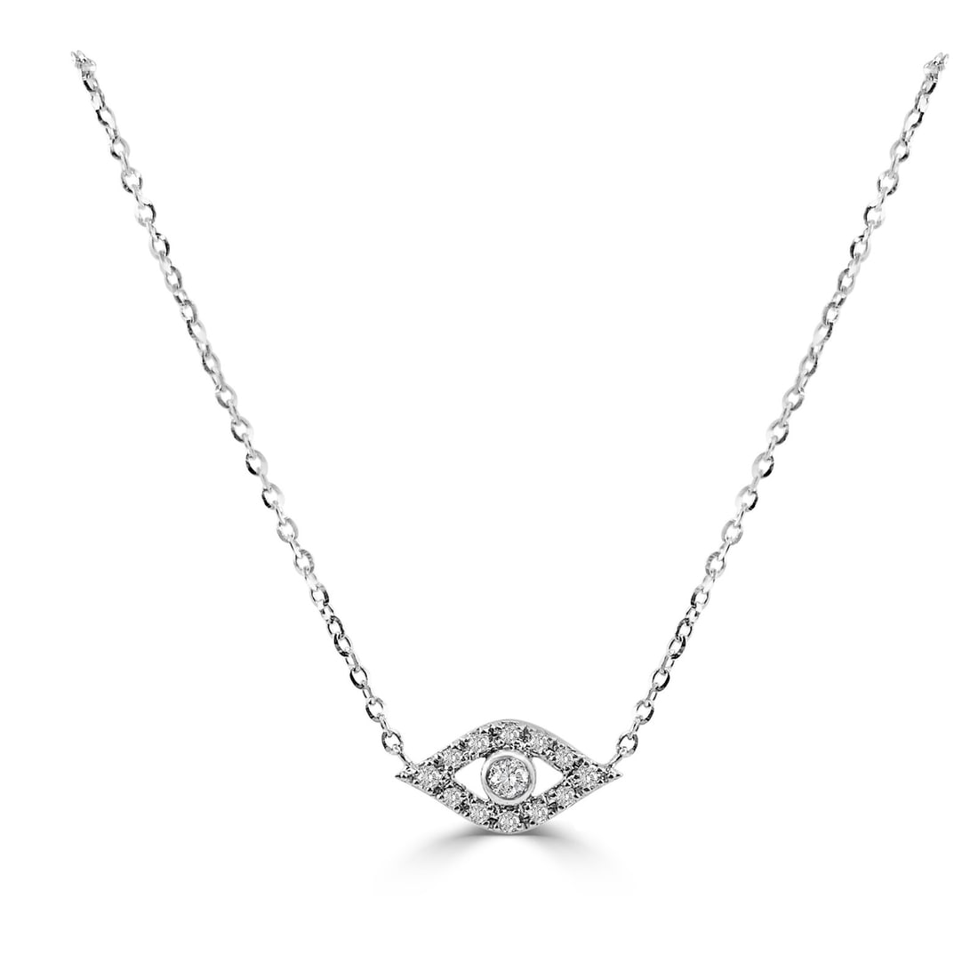 Evil Eye Necklace in 14k White Gold with Diamond Accents (1 of 3)