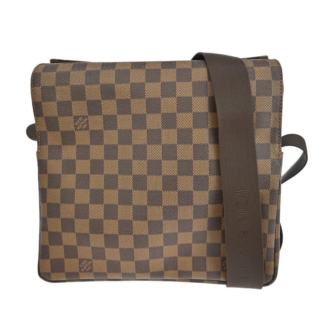Louis Vuitton Damier Naviglio Canvas Shoulder Bag with Adjustable Strap: Louis Vuitton Damier Naviglio Canvas Shoulder Bag with Adjustable Strap This Louis Vuitton Damier Naviglio shoulder bag features a check pattern in brown canvas with Alcantara lining. It is a medium-s