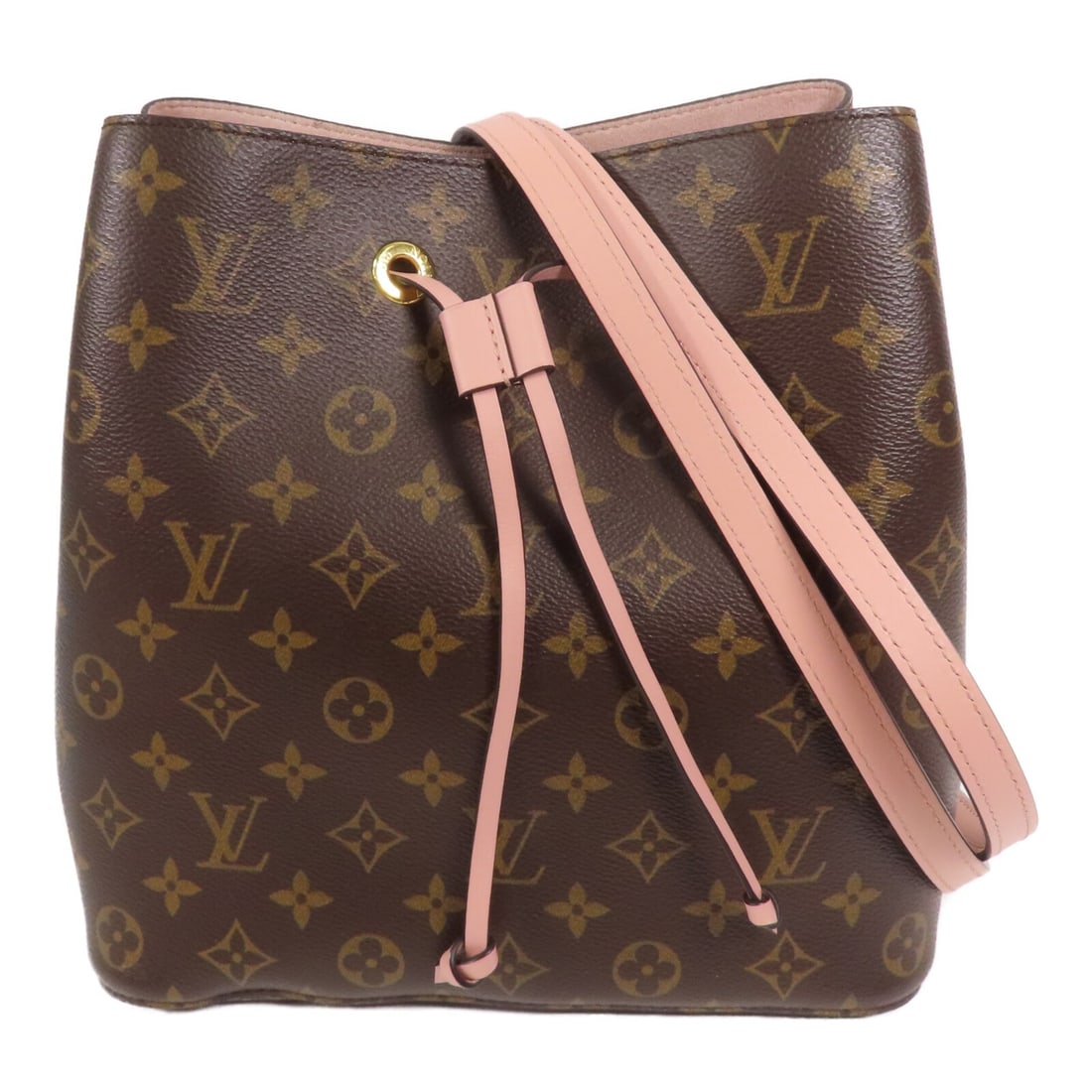 LOUIS VUITTON Neo Noe 2way Shoulder Bag M44022 Monogram Brown Pink: LOUIS VUITTON Neo Noe 2way Shoulder Bag M44022 Monogram Brown Pink Introducing the Louis Vuitton Neo Noe 2way Shoulder Bag, a stylish and versatile accessory crafted from high-quality PVC coated canva
