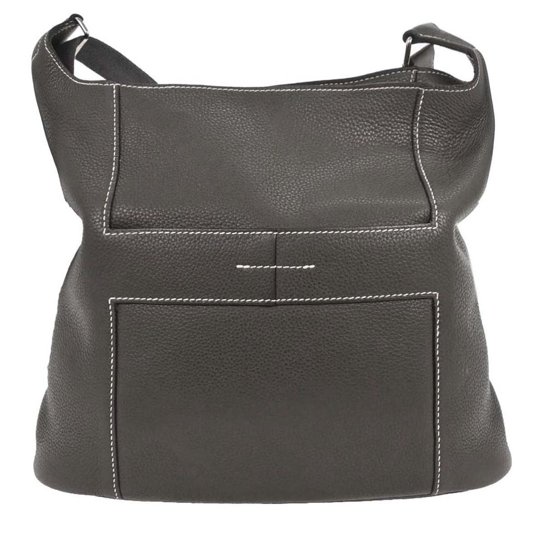 Hermes Good News Gray Leather Shoulder Bag 28cm: Hermes Good News Gray Leather Shoulder Bag 28cm This pre-owned Hermes Sac Good News Bag is crafted from gray leather and designed for women. It is in very good condition with only minor signs of use a