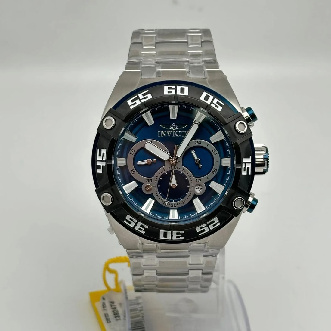 Invicta Coalition Forces 50mm Quartz Men's Watch Blue Dial Gray Steel Band: Invicta Coalition Forces 50mm Quartz Men's Watch Blue Dial Gray Steel Band The Invicta Coalition Forces wristwatch features a striking blue dial and a robust 50mm stainless steel case. This casual wat
