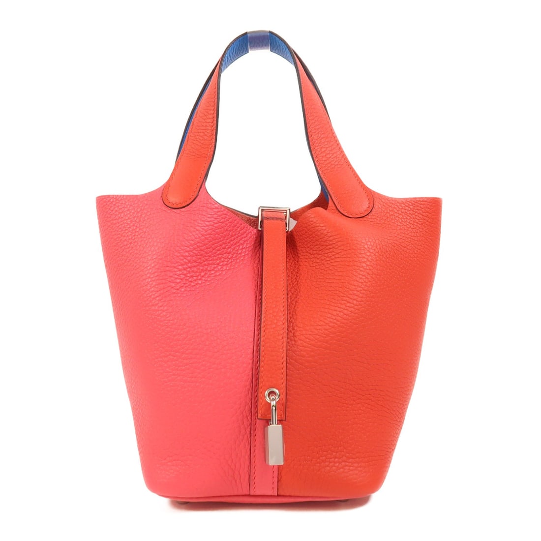 Hermes Picotin PM Tote in Clemence Leather Rouge De Coeur Rose Extreme PHW: Hermes Picotin PM Tote in Clemence Leather Rouge De Coeur Rose Extreme PHW This Hermes Picotin PM tote bag is crafted from Clemence calfskin leather in a vibrant red hue. The design features palladium