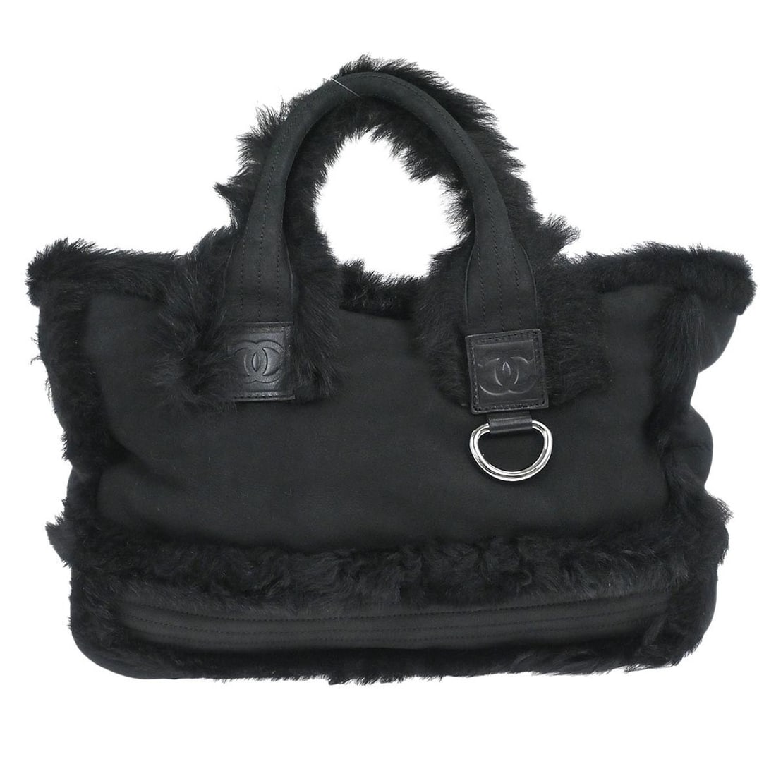 Large Chanel Sport Line Black Mouton Tote with Logo and Pockets: Large Chanel Sport Line Black Mouton Tote with Logo and Pockets This Chanel Sport Line tote bag is crafted from black mouton and features double handles, logo accents, and multiple pockets. Designed i