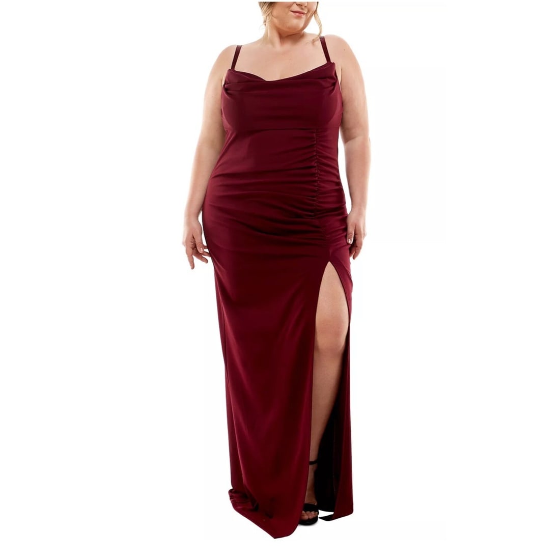 Emerald Sundae Burgundy Plus Size Maxi Dress Cowlneck Ruched 22 (1 of 3)