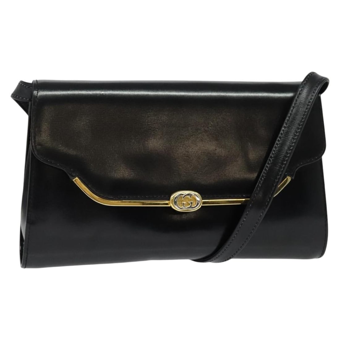 GUCCI Black Gold Leather Shoulder Bag Auth 140948 Italy: GUCCI Black Gold Leather Shoulder Bag Auth 140948 Italy This authentic GUCCI shoulder bag is crafted from premium black leather and features elegant gold accents. Designed in Italy, this stylish acces