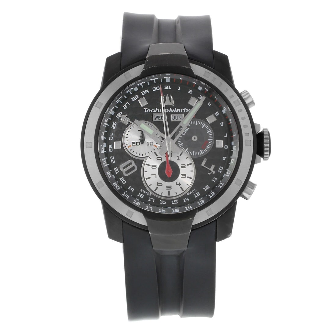 TechnoMarine UF6 Chronograph Black Dial Rubber Strap Men's Watch: TechnoMarine UF6 Chronograph Black Dial Rubber Strap Men's Watch Presenting the TechnoMarine UF6 Chronograph Men's Watch, a stylish sport wristwatch designed for functionality and durability. This tim