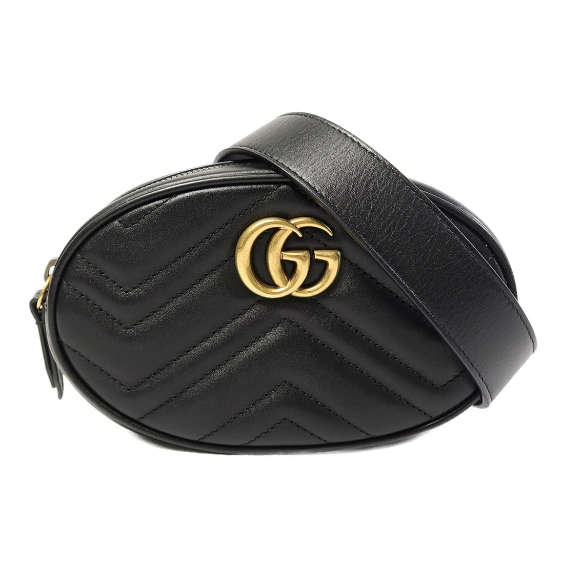 Gucci GG Marmont black calfskin waist shoulder bag GHW: Gucci GG Marmont black calfskin waist shoulder bag GHW This Gucci GG Marmont waist and shoulder bag is crafted from premium black calfskin leather, offering a versatile and stylish accessory for women
