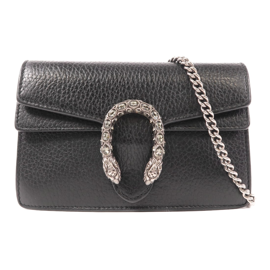 Gucci Dionysus GG Black Calfskin Shoulder Bag 476432: Gucci Dionysus GG Black Calfskin Shoulder Bag 476432 This Gucci Dionysus chain shoulder bag features a sleek black calfskin leather exterior and is designed with silver-tone hardware. Made in Italy, t
