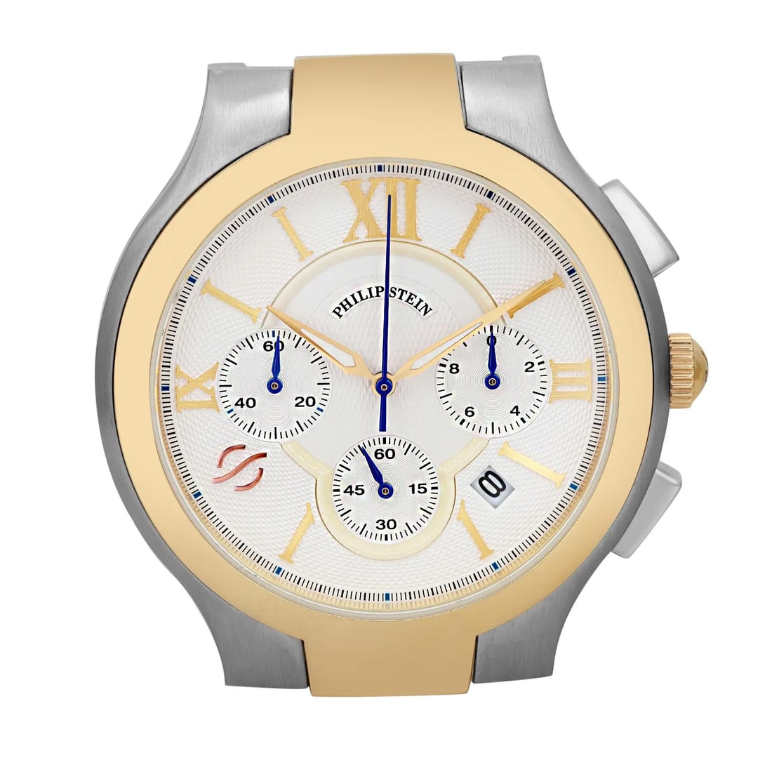 Philip Stein Signature 45mm Unisex Chronograph Case Yellow Gold-Tone: Philip Stein Signature 45mm Unisex Chronograph Case Yellow Gold-Tone Discover the Philip Stein Signature 45mm Chronograph Watch Case, designed for both men and women. This stylish case features a stri