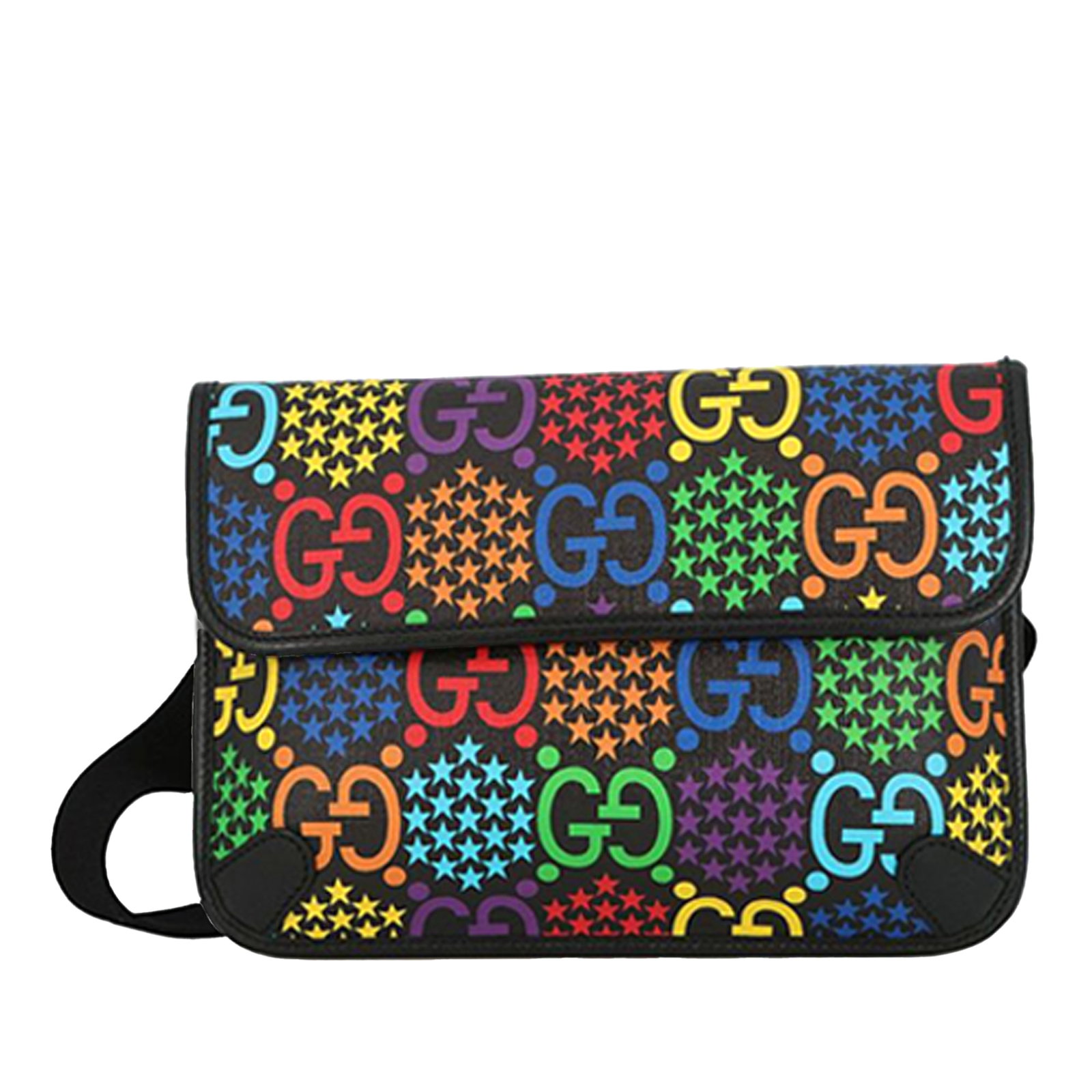 Gucci GG Supreme Psychedelic Coated Canvas Belt Bag with Nylon Strap: Gucci GG Supreme Psychedelic Coated Canvas Belt Bag with Nylon Strap This Gucci GG Supreme Psychedelic Belt Bag features a coated canvas body with leather trim, a flat and adjustable nylon waist strap