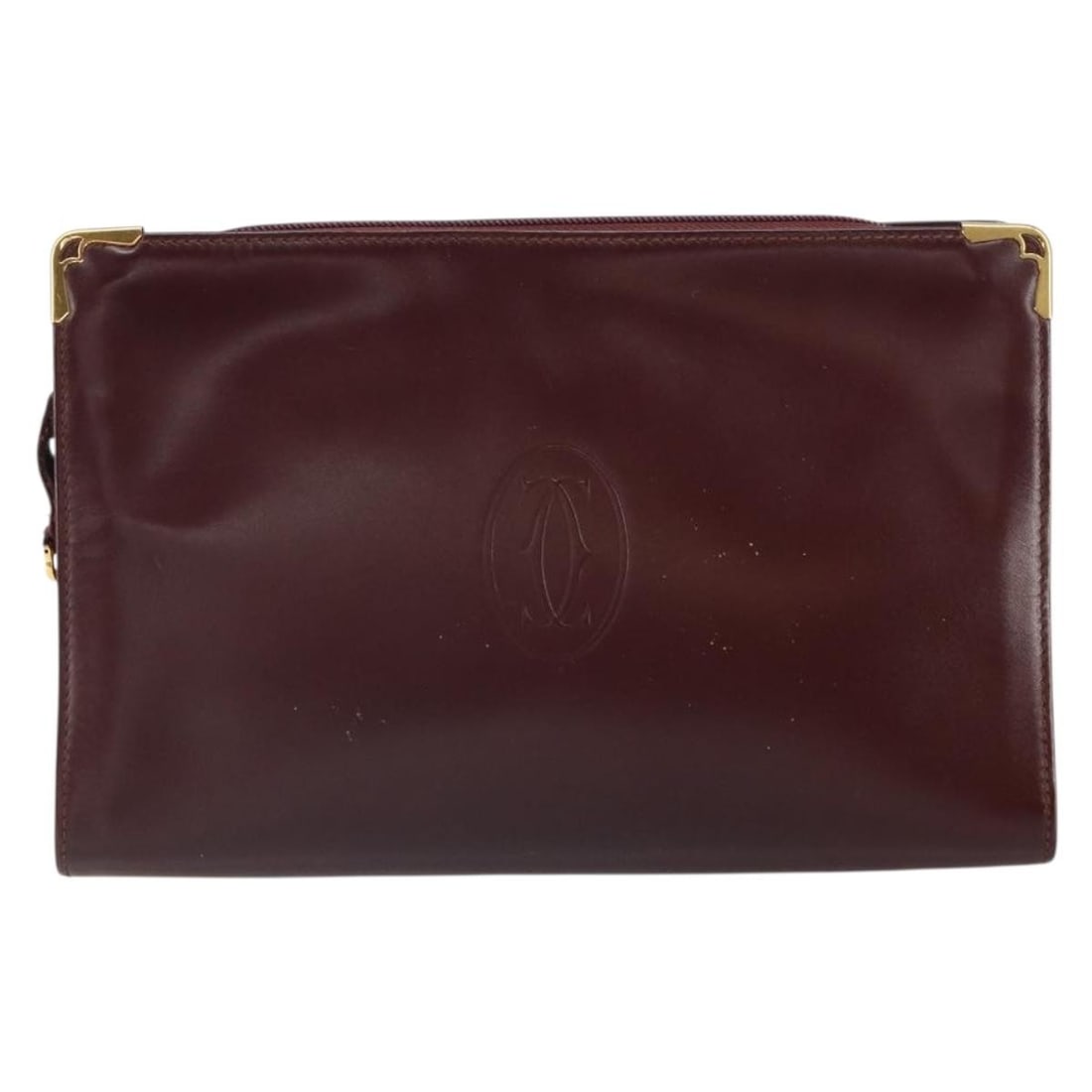 Burgundy Leather Clutch Bag Must de Cartier for Women: Burgundy Leather Clutch Bag Must de Cartier for Women This burgundy leather clutch bag from the Must de Cartier collection offers a compact and elegant design suitable for female use. Made in Italy, i