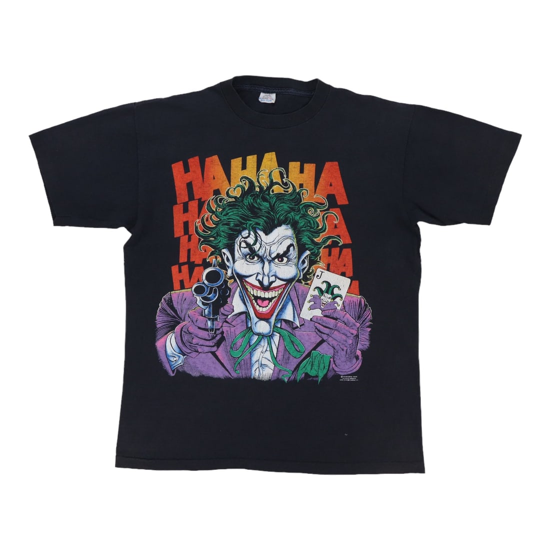 Vintage 1989 DC Comics Joker HAHAHA Graphic Black Cotton Large Shirt (1 of 6)