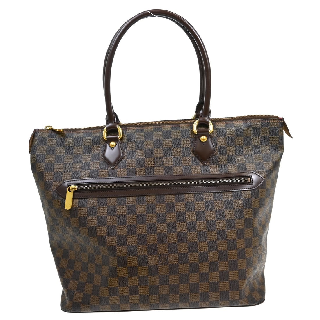 Louis Vuitton Saleya GM Damier Canvas Tote Bag: Louis Vuitton Saleya GM Damier Canvas Tote Bag This Louis Vuitton Damier Saleya GM tote handbag features a classic brown Damier canvas leather exterior with gold-tone hardware and double handles. The 