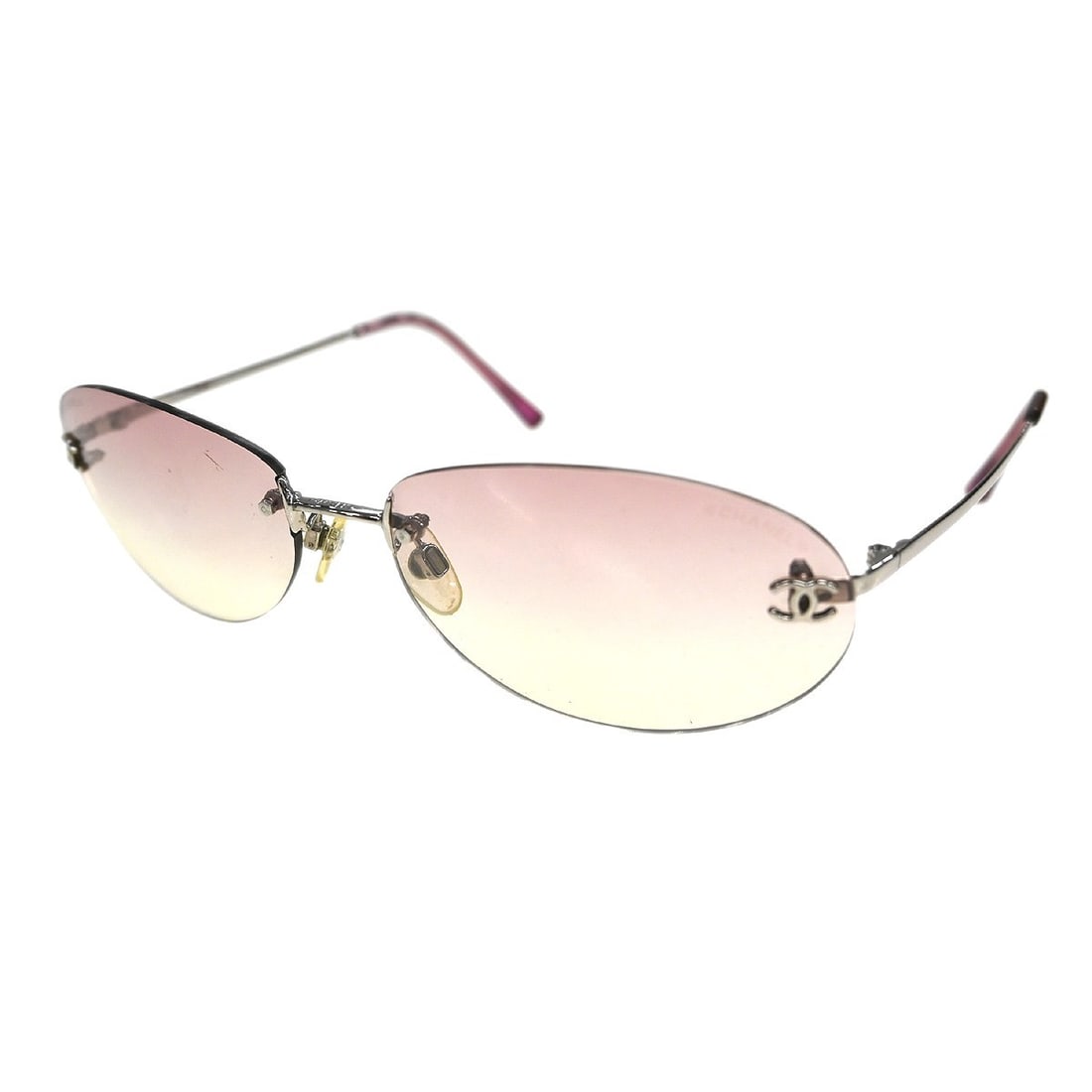 Chanel CC Logos Pink Acrylic Sunglasses for Women (1 of 8)