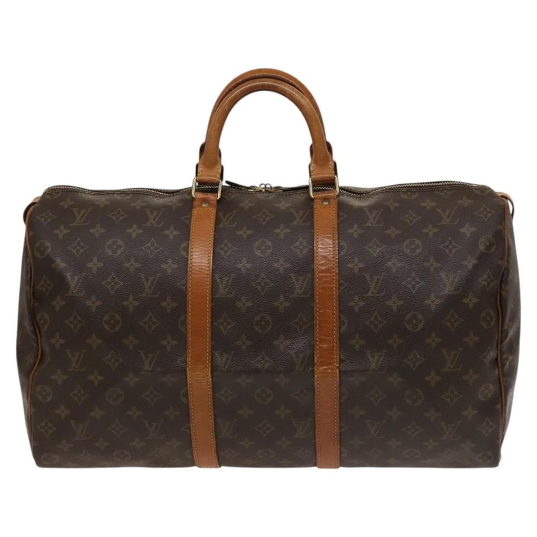 Keepall Duffle by Louis Vuitton Brown Monogram Canvas 55cm Travel Bag: Keepall Duffle by Louis Vuitton Brown Monogram Canvas 55cm Travel Bag This Louis Vuitton Keepall Bag features the signature Monogram canvas in brown. Designed for unisex use, the bag measures 55cm by 