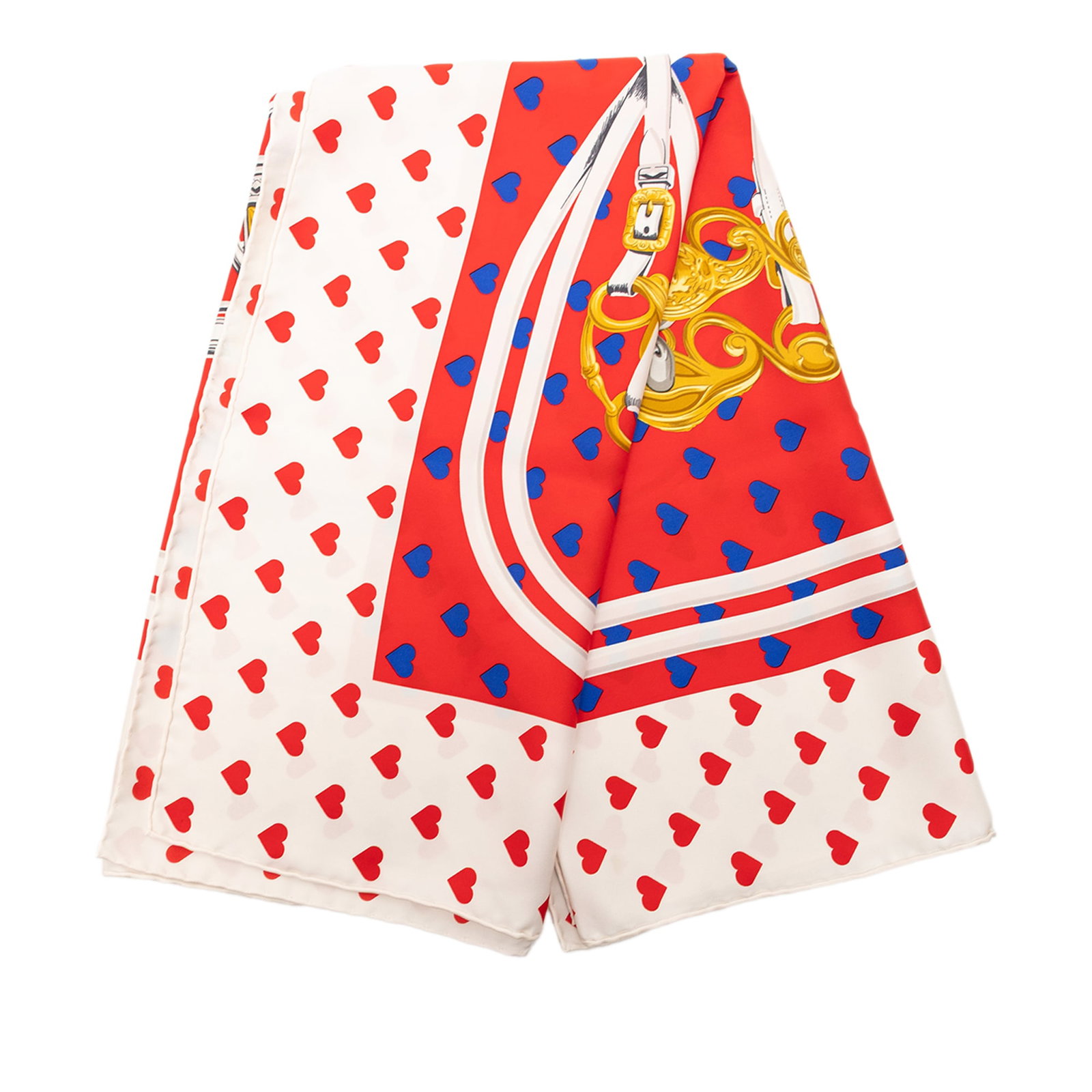 Hermes Brides de Gala Love Heart 90 Red Silk Scarf France (1 of 9)