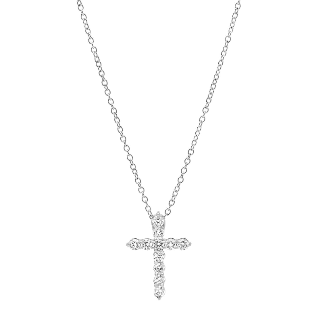 Rachel Koen 1.01Cttw Diamond Cross Pendant Necklace 18K White Gold (1 of 7)