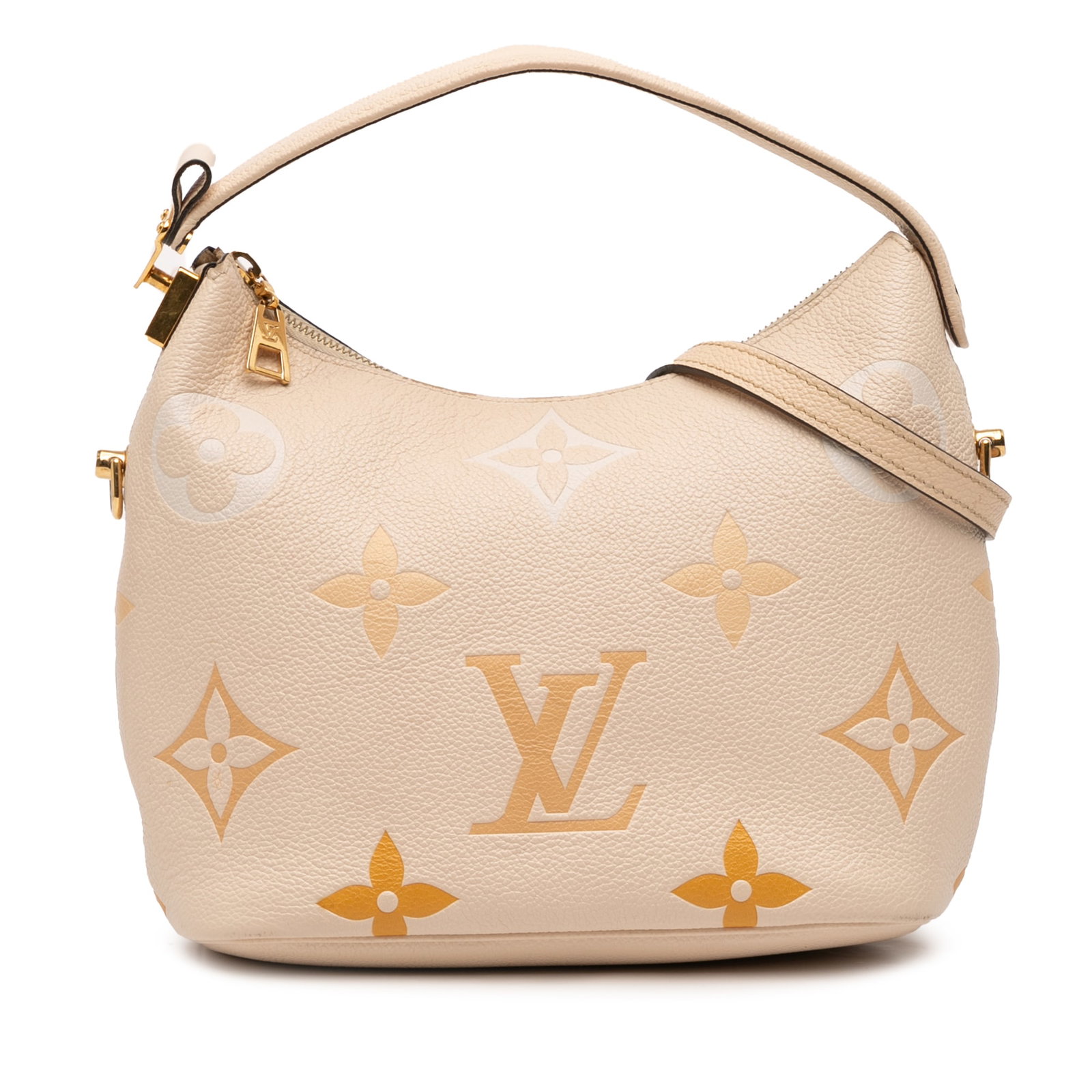 Louis Vuitton Marshmallow PM Monogram Giant Empreinte Leather Shoulder Bag: Louis Vuitton Marshmallow PM Monogram Giant Empreinte Leather Shoulder Bag The Louis Vuitton Monogram Giant Empreinte By The Pool Marshmallow PM features a monogram empreinte leather body, a flat leat