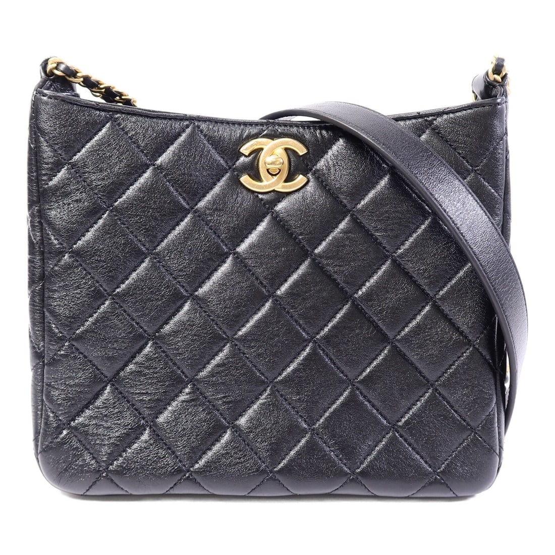 CHANEL Black Calfskin Shoulder Bag GHW AS3112: CHANEL Black Calfskin Shoulder Bag GHW AS3112 This CHANEL shoulder bag features a classic black calfskin leather exterior and gold-tone hardware. Designed for women, it offers a timeless silhouette wi