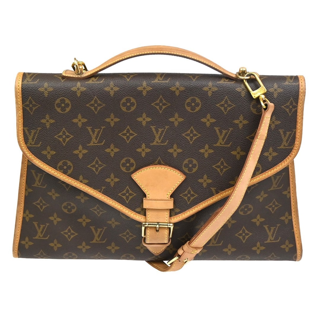 Monogram Canvas Briefcase Beverly by Louis Vuitton 40cm Wide: Monogram Canvas Briefcase Beverly by Louis Vuitton 40cm Wide The Louis Vuitton Beverly Briefcase is crafted from brown monogram canvas designed for unisex use. It features a spacious interior suitable